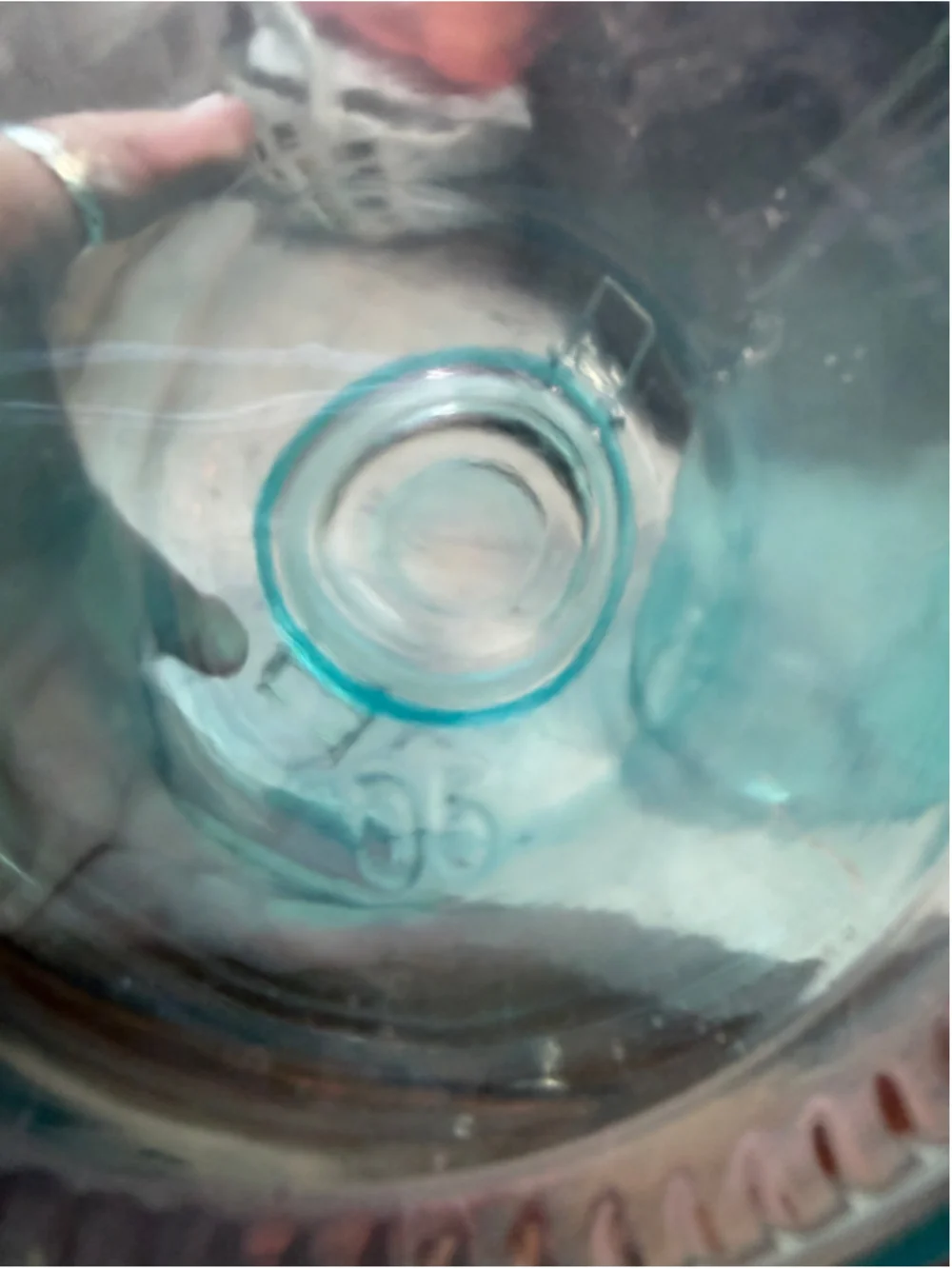 Vintage Aqua Blue Glass Clamp Lid Storage Jars Set of 2 Bail Top Canisters Farmh